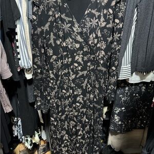 Disturbia Poisonous Flowers LONG SLEEVE Floral Black Wrap Dress US SIZE 8 NWOT